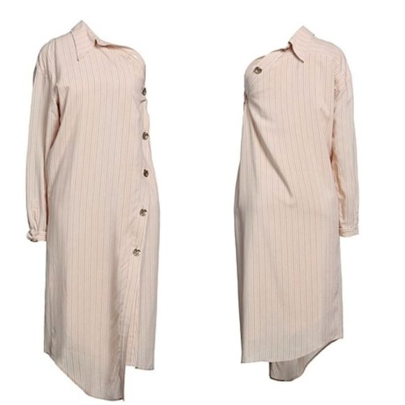 NWT Acne Studios Striped One Shoulder Shirt Dress - Picture 2 of 4